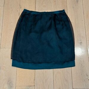 Teal Silk Chiffon Overlay Mini Skirt